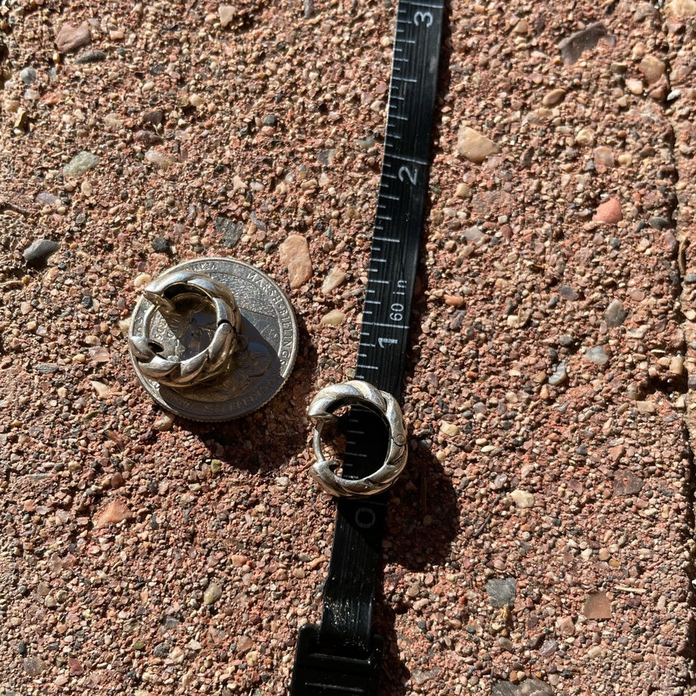 Chunky, Solid 925 Sterling Silver Braided Huggies… - image 7